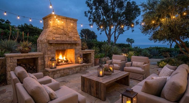 Outdoor Fireplace in Pacific Palisades