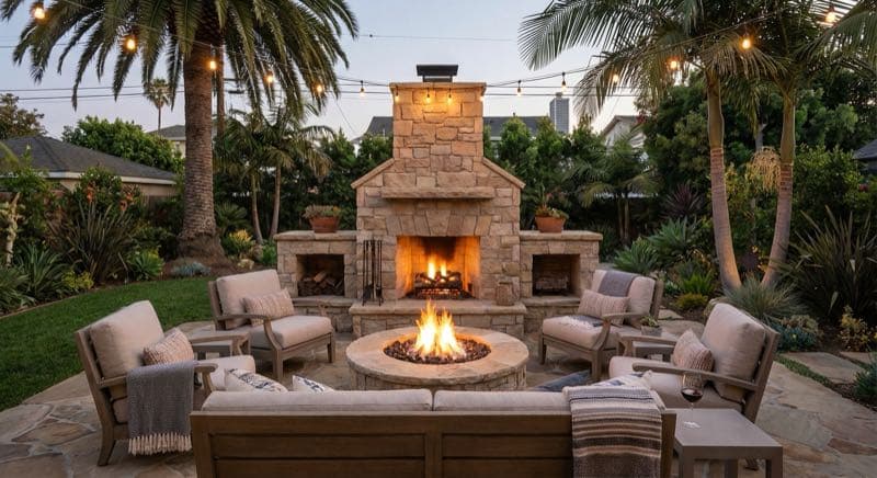 Outdoor Fireplace in Venice