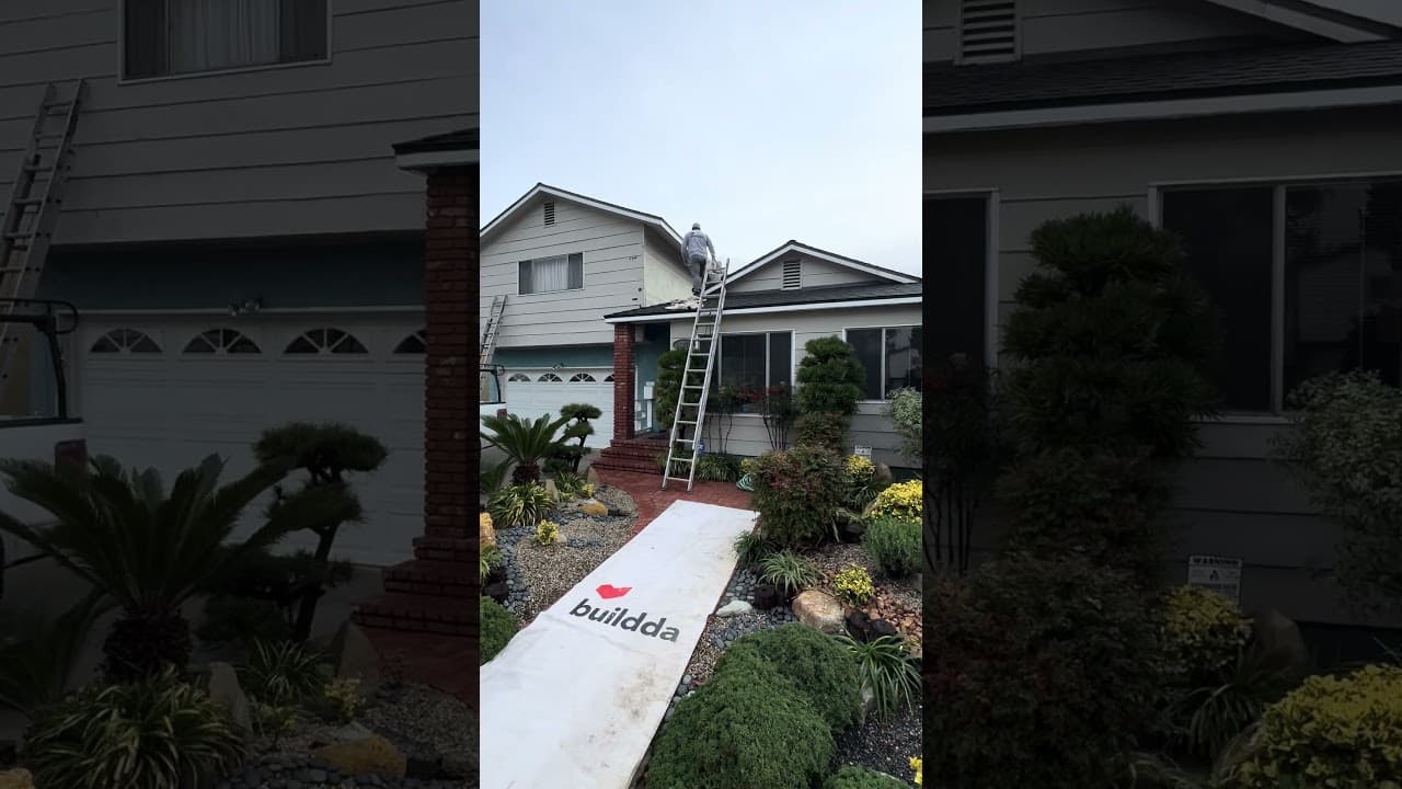 Starting the day on a Culver City exterior trim and stucco repair project - arriving on site and getting set up to address termite-damaged fascia boards.