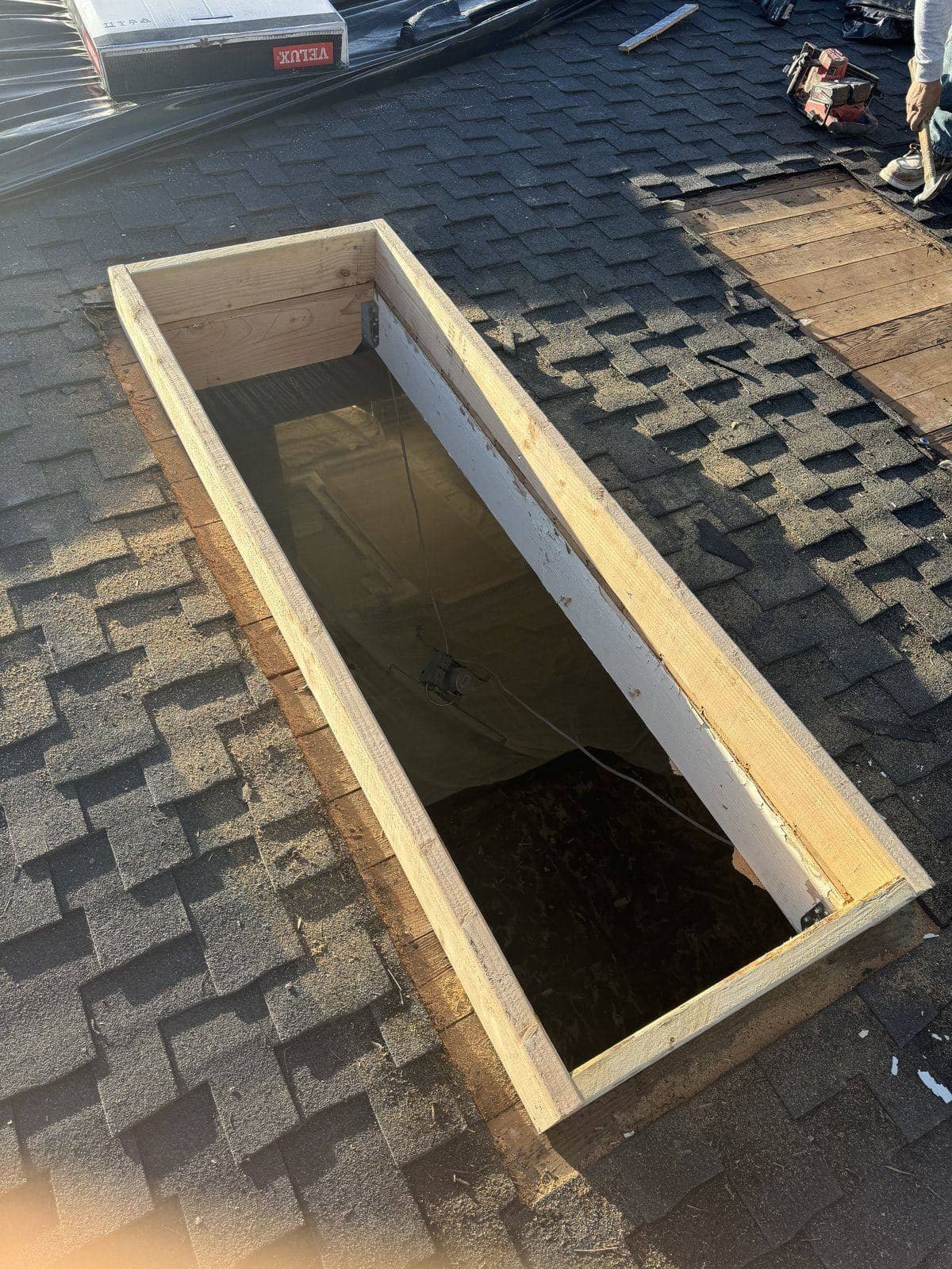 Skylight rough opening complete and ready for Velux install, Brentwood