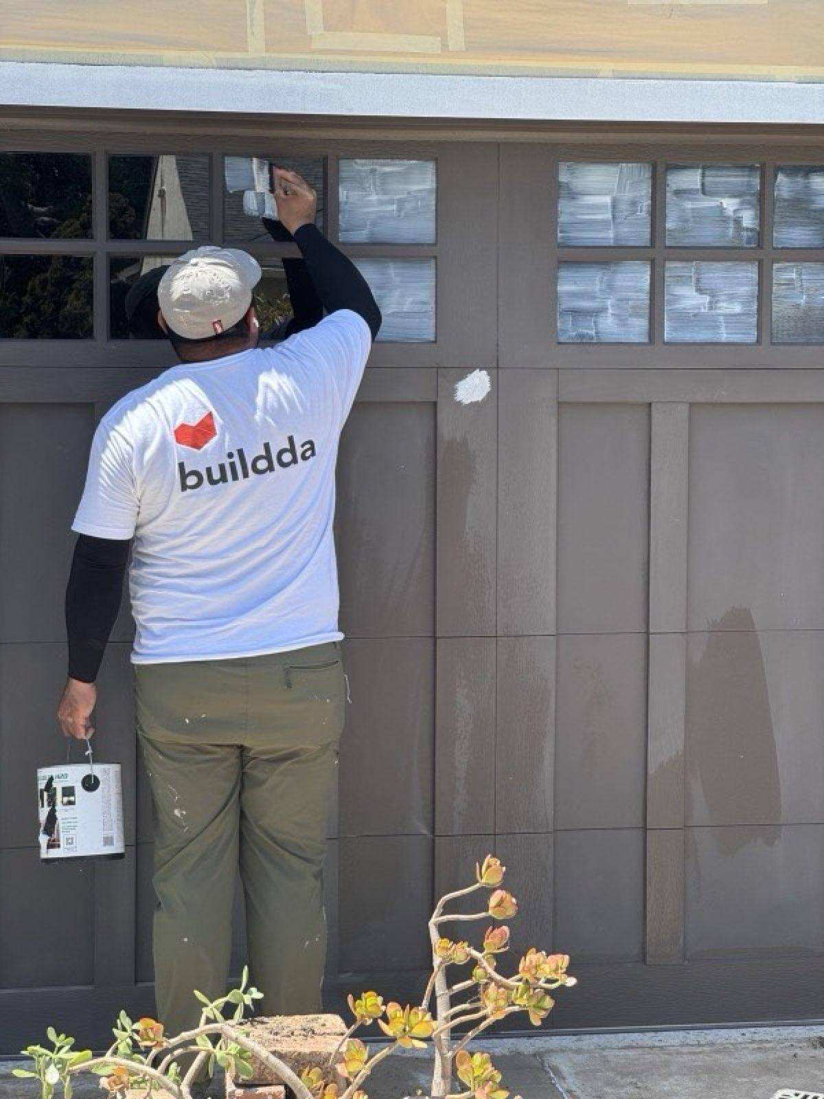 Exterior painting painting garage door by Buildda in Southern California