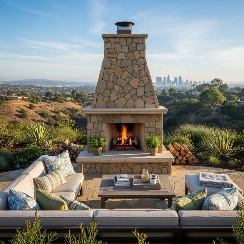 Outdoor Fireplace in Baldwin Hills