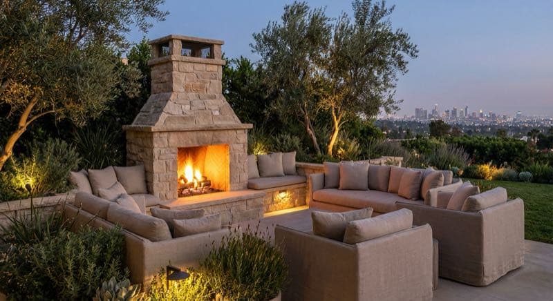Outdoor Fireplace in Beverly Hills